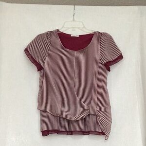 Striped Short Sleeve Blouse